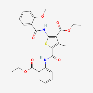 molecular formula C26H26N2O7S B11648469 Ethyl 5-{[2-(ethoxycarbonyl)phenyl]carbamoyl}-2-(2-methoxybenzamido)-4-methylthiophene-3-carboxylate 