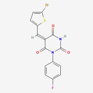 (5E)-5-[(5-bromothiophen-2-yl)methylidene]-1-(4-fluorophenyl)-1,3-diazinane-2,4,6-trione