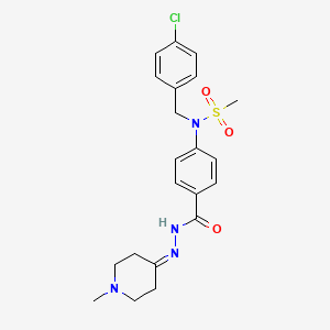 molecular formula C21H25ClN4O3S B11648502 N-(4-Chloro-benzyl)-N-[4-(1-methyl-piperidin-4-ylidene-hydrazinocarbonyl)-phenyl]-methanesulfonamide 