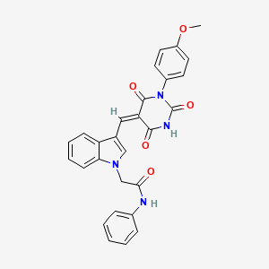 2-(3-{(E)-[1-(4-methoxyphenyl)-2,4,6-trioxotetrahydropyrimidin-5(2H)-ylidene]methyl}-1H-indol-1-yl)-N-phenylacetamide