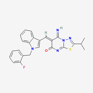 (6Z)-6-{[1-(2-fluorobenzyl)-1H-indol-3-yl]methylidene}-5-imino-2-(propan-2-yl)-5,6-dihydro-7H-[1,3,4]thiadiazolo[3,2-a]pyrimidin-7-one