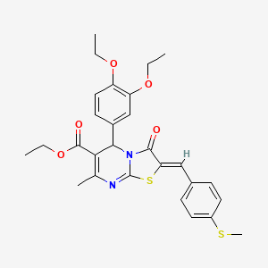 Ethyl (2Z)-5-(3,4-diethoxyphenyl)-7-methyl-2-{[4-(methylsulfanyl)phenyl]methylidene}-3-oxo-2H,3H,5H-[1,3]thiazolo[3,2-A]pyrimidine-6-carboxylate