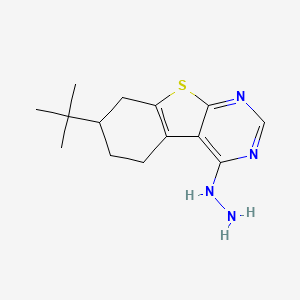 molecular formula C14H20N4S B11648552 7-Tert-butyl-4-hydrazinyl-5,6,7,8-tetrahydro[1]benzothieno[2,3-d]pyrimidine 