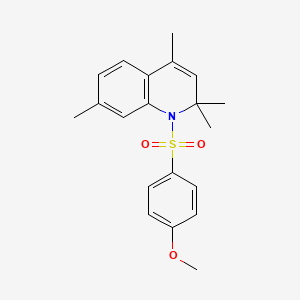 molecular formula C20H23NO3S B11648565 1-[(4-Methoxyphenyl)sulfonyl]-2,2,4,7-tetramethyl-1,2-dihydroquinoline 