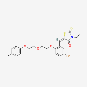 molecular formula C23H24BrNO4S2 B11648626 (5E)-5-(5-bromo-2-{2-[2-(4-methylphenoxy)ethoxy]ethoxy}benzylidene)-3-ethyl-2-thioxo-1,3-thiazolidin-4-one 