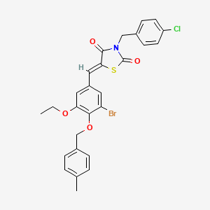 (5Z)-5-({3-Bromo-5-ethoxy-4-[(4-methylphenyl)methoxy]phenyl}methylidene)-3-[(4-chlorophenyl)methyl]-1,3-thiazolidine-2,4-dione