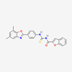 N-{[4-(5,7-dimethyl-1,3-benzoxazol-2-yl)phenyl]carbamothioyl}-1-benzofuran-2-carboxamide