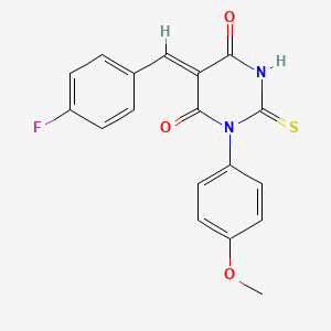 molecular formula C18H13FN2O3S B11648648 (5Z)-5-(4-fluorobenzylidene)-1-(4-methoxyphenyl)-2-thioxodihydropyrimidine-4,6(1H,5H)-dione 