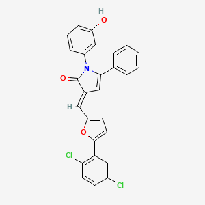 molecular formula C27H17Cl2NO3 B11648692 (3E)-3-{[5-(2,5-dichlorophenyl)furan-2-yl]methylidene}-1-(3-hydroxyphenyl)-5-phenyl-1,3-dihydro-2H-pyrrol-2-one 