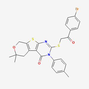 5-[2-(4-bromophenyl)-2-oxoethyl]sulfanyl-12,12-dimethyl-4-(4-methylphenyl)-11-oxa-8-thia-4,6-diazatricyclo[7.4.0.02,7]trideca-1(9),2(7),5-trien-3-one