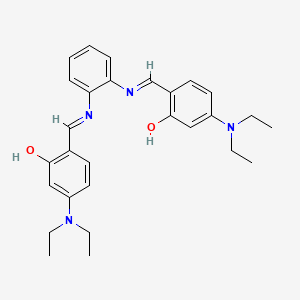 molecular formula C28H34N4O2 B11648714 5-(Diethylamino)-2-[(E)-({2-[(E)-{[4-(diethylamino)-2-hydroxyphenyl]methylidene}amino]phenyl}imino)methyl]phenol 