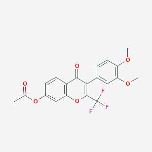 molecular formula C20H15F3O6 B11648751 3-(3,4-dimethoxyphenyl)-4-oxo-2-(trifluoromethyl)-4H-chromen-7-yl acetate 