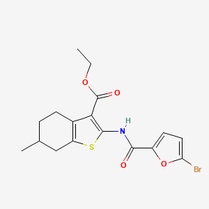 molecular formula C17H18BrNO4S B11648758 Ethyl 2-{[(5-bromofuran-2-yl)carbonyl]amino}-6-methyl-4,5,6,7-tetrahydro-1-benzothiophene-3-carboxylate 