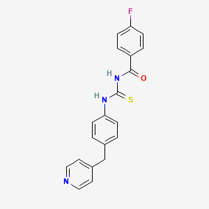 molecular formula C20H16FN3OS B11648775 4-fluoro-N-{[4-(pyridin-4-ylmethyl)phenyl]carbamothioyl}benzamide 