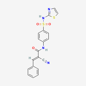 (2E)-2-cyano-3-phenyl-N-[4-(1,3-thiazol-2-ylsulfamoyl)phenyl]prop-2-enamide