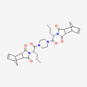 molecular formula C32H40N4O6 B11648806 2,2'-[piperazine-1,4-diylbis(1-oxopentane-1,2-diyl)]bis(3a,4,7,7a-tetrahydro-1H-4,7-methanoisoindole-1,3(2H)-dione) 