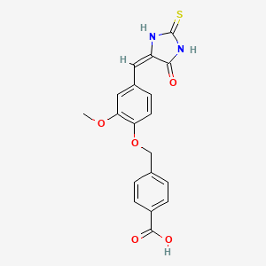 4-({2-methoxy-4-[(E)-(5-oxo-2-thioxoimidazolidin-4-ylidene)methyl]phenoxy}methyl)benzoic acid