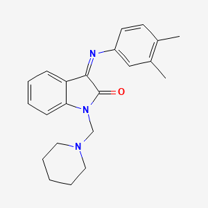 molecular formula C22H25N3O B11648860 (3Z)-3-[(3,4-dimethylphenyl)imino]-1-(piperidin-1-ylmethyl)-1,3-dihydro-2H-indol-2-one 