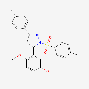 molecular formula C25H26N2O4S B11648892 5-(2,5-dimethoxyphenyl)-3-(4-methylphenyl)-1-[(4-methylphenyl)sulfonyl]-4,5-dihydro-1H-pyrazole 