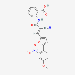 molecular formula C22H15N3O7 B11648921 2-({(2E)-2-cyano-3-[5-(4-methoxy-2-nitrophenyl)furan-2-yl]prop-2-enoyl}amino)benzoic acid 