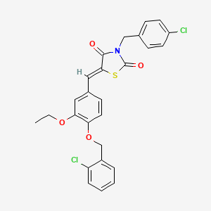 molecular formula C26H21Cl2NO4S B11648929 (5Z)-3-(4-chlorobenzyl)-5-{4-[(2-chlorobenzyl)oxy]-3-ethoxybenzylidene}-1,3-thiazolidine-2,4-dione 