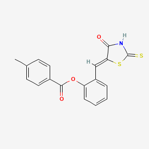 2-[(Z)-(4-oxo-2-thioxo-1,3-thiazolidin-5-ylidene)methyl]phenyl 4-methylbenzoate