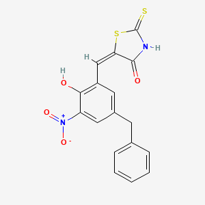 molecular formula C17H12N2O4S2 B11648950 (5E)-5-(5-benzyl-2-hydroxy-3-nitrobenzylidene)-2-thioxo-1,3-thiazolidin-4-one 