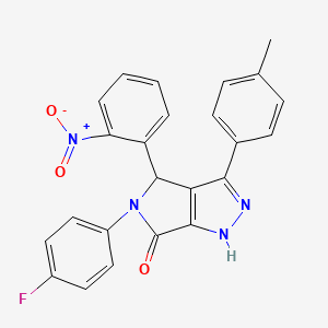 molecular formula C24H17FN4O3 B11649007 5-(4-fluorophenyl)-3-(4-methylphenyl)-4-(2-nitrophenyl)-4,5-dihydropyrrolo[3,4-c]pyrazol-6(1H)-one 