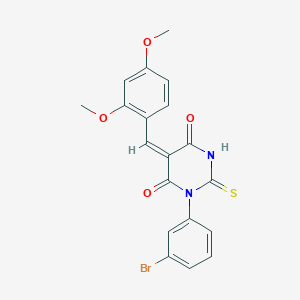 (5E)-1-(3-bromophenyl)-5-(2,4-dimethoxybenzylidene)-2-thioxodihydropyrimidine-4,6(1H,5H)-dione