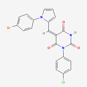 (5E)-5-{[1-(4-bromophenyl)-1H-pyrrol-2-yl]methylidene}-1-(4-chlorophenyl)pyrimidine-2,4,6(1H,3H,5H)-trione