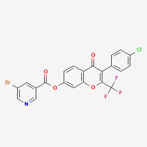 molecular formula C22H10BrClF3NO4 B11649064 3-(4-chlorophenyl)-4-oxo-2-(trifluoromethyl)-4H-chromen-7-yl 5-bromopyridine-3-carboxylate 