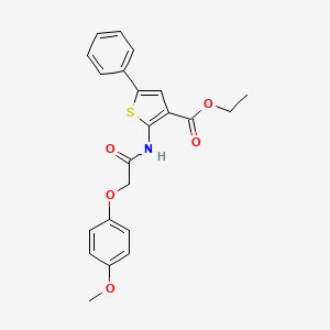 molecular formula C22H21NO5S B11649065 Ethyl 2-{[(4-methoxyphenoxy)acetyl]amino}-5-phenylthiophene-3-carboxylate 