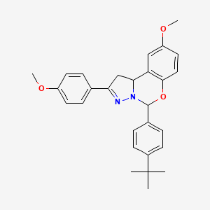 molecular formula C28H30N2O3 B11649071 5-(4-Tert-butylphenyl)-9-methoxy-2-(4-methoxyphenyl)-1,10b-dihydropyrazolo[1,5-c][1,3]benzoxazine 