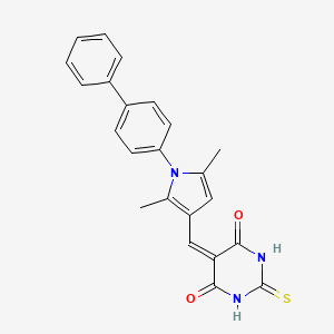 (5E)-5-{[1-(biphenyl-4-yl)-2,5-dimethyl-1H-pyrrol-3-yl]methylidene}-6-hydroxy-2-sulfanylpyrimidin-4(5H)-one