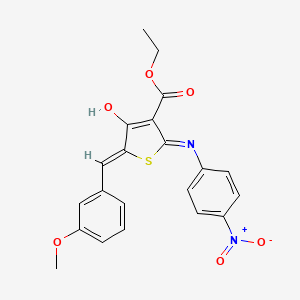 molecular formula C21H18N2O6S B11649084 ethyl (5Z)-5-(3-methoxybenzylidene)-2-[(4-nitrophenyl)amino]-4-oxo-4,5-dihydrothiophene-3-carboxylate 