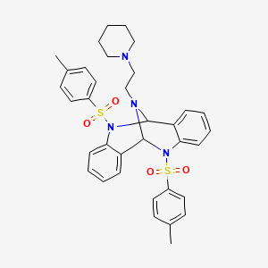 molecular formula C35H38N4O4S2 B11649109 5,11-Bis[(4-methylphenyl)sulfonyl]-13-[2-(piperidin-1-yl)ethyl]-5,6,11,12-tetrahydro-6,12-epiminodibenzo[b,f][1,5]diazocine 