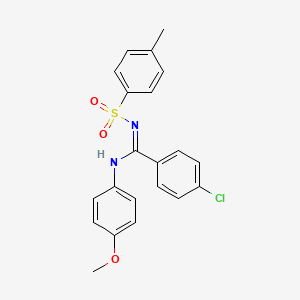 molecular formula C21H19ClN2O3S B11649170 4-chloro-N-(4-methoxyphenyl)-N'-(4-methylbenzenesulfonyl)benzene-1-carboximidamide 