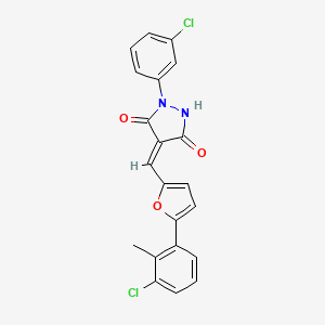 (4E)-4-{[5-(3-chloro-2-methylphenyl)furan-2-yl]methylidene}-1-(3-chlorophenyl)pyrazolidine-3,5-dione