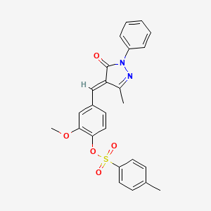 2-methoxy-4-[(E)-(3-methyl-5-oxo-1-phenyl-1,5-dihydro-4H-pyrazol-4-ylidene)methyl]phenyl 4-methylbenzenesulfonate