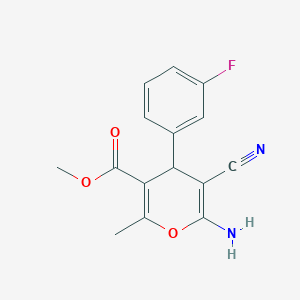 molecular formula C15H13FN2O3 B11649205 methyl 6-amino-5-cyano-4-(3-fluorophenyl)-2-methyl-4H-pyran-3-carboxylate 