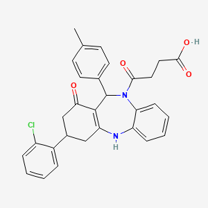 4-[3-(2-chlorophenyl)-1-hydroxy-11-(4-methylphenyl)-2,3,4,11-tetrahydro-10H-dibenzo[b,e][1,4]diazepin-10-yl]-4-oxobutanoic acid