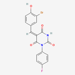 molecular formula C17H10BrFN2O4 B11649217 (5E)-5-(3-bromo-4-hydroxybenzylidene)-1-(4-fluorophenyl)pyrimidine-2,4,6(1H,3H,5H)-trione 