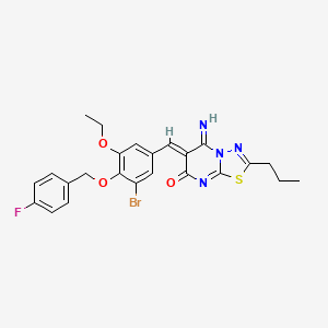 (6Z)-6-{3-bromo-5-ethoxy-4-[(4-fluorobenzyl)oxy]benzylidene}-5-imino-2-propyl-5,6-dihydro-7H-[1,3,4]thiadiazolo[3,2-a]pyrimidin-7-one