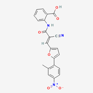 molecular formula C22H15N3O6 B11649230 2-({(2E)-2-cyano-3-[5-(2-methyl-4-nitrophenyl)furan-2-yl]prop-2-enoyl}amino)benzoic acid 