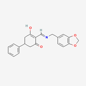 2-{[(1,3-Benzodioxol-5-ylmethyl)amino]methylidene}-5-phenylcyclohexane-1,3-dione