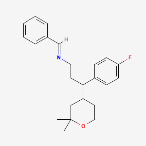 (Z)-[3-(2,2-Dimethyloxan-4-YL)-3-(4-fluorophenyl)propyl](phenylmethylidene)amine