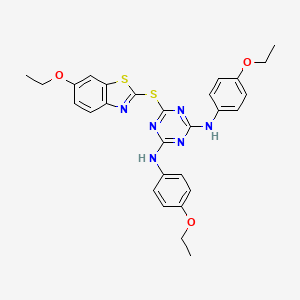 6-[(6-ethoxy-1,3-benzothiazol-2-yl)sulfanyl]-N,N'-bis(4-ethoxyphenyl)-1,3,5-triazine-2,4-diamine