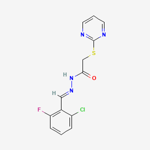 molecular formula C13H10ClFN4OS B11649277 N'-[(E)-(2-chloro-6-fluorophenyl)methylidene]-2-(pyrimidin-2-ylsulfanyl)acetohydrazide 