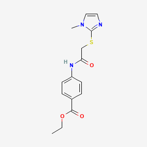 molecular formula C15H17N3O3S B11649290 ethyl 4-{2-[(1-methyl-1H-imidazol-2-yl)sulfanyl]acetamido}benzoate 