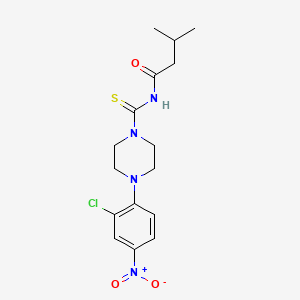 molecular formula C16H21ClN4O3S B11649363 N-[4-(2-chloro-4-nitrophenyl)piperazine-1-carbothioyl]-3-methylbutanamide 